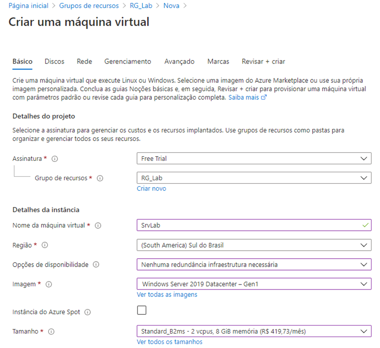 Microsoft Azure VM forma segura