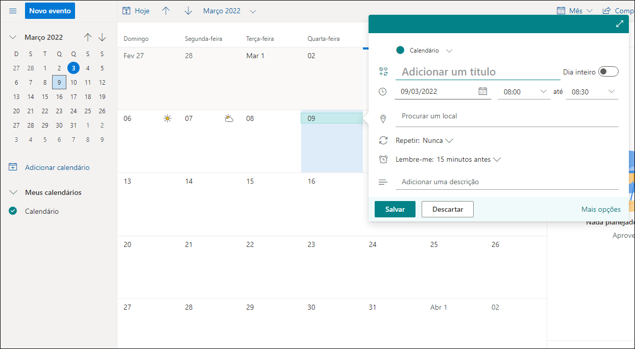 Outlook celular e PC