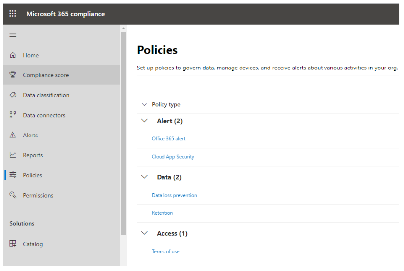 Microsoft 365 Compliance Center