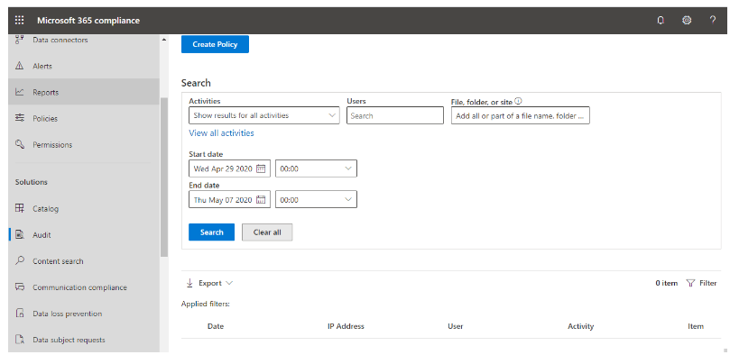 Microsoft 365 Compliance Center