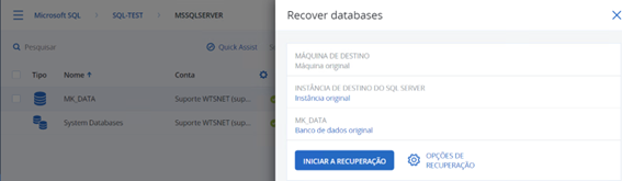 Banco de dados para uma instância:
